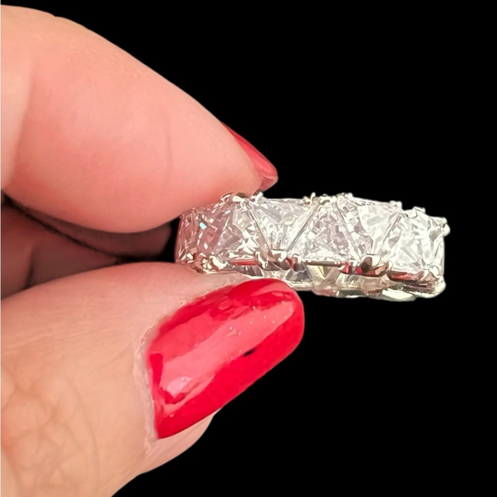 Infinity Ring Silver Plated, Shiny Large Clear Cz - image 2